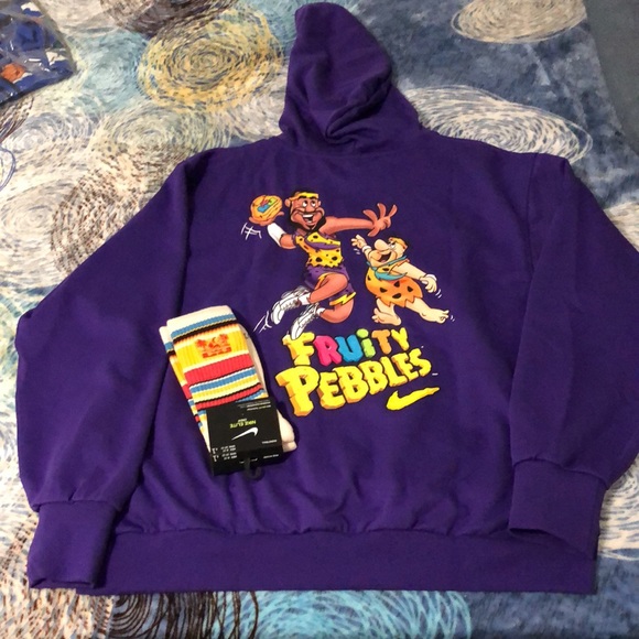 Nike Shirts Nike Lebron James Fruity Pebbles Fred Flintstone Purple